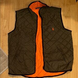 Nautica Quilted Reversible Vest Olive Green with Orange Lining